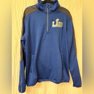Super Bowl LIII blue patriot pullover from hands high. Men’s size large.